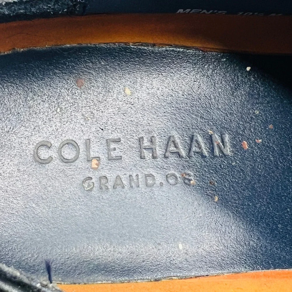 Cole Haan Shoes Mens 10.5 Black Leather Grand OS Split Toe Derby Oxfords Dress